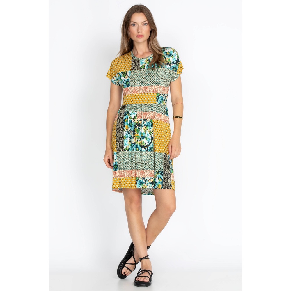 Johnny Was Paisley Block Relax T-Shirt Dress Patchwork Print Bamboo Tunic Top XL